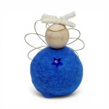 Handmade wool light blue Angel Flóki with wings and a matching star. Icelandic souvenir and gift