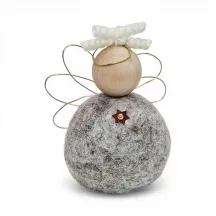 Handmade wool camel Angel Flóki with wings and a matching star. Icelandic souvenir and gift