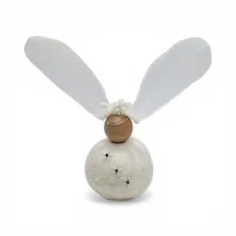 Large angel handmade from wool with white feathered wings, halo, and flowers. Icelandic souvenir and gift