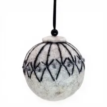 Handmade gray wool Christmas ornament,  rustic charm stitched with black Lopi Einband yarn. Iceland souvenir & gift
