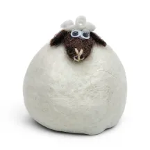 Beautiful handmade wool Lamb Flóki in white, with a moorit head, and cute lamb eyes. Icelandic souvenir and gift