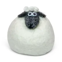 Fallegt handgert lamb Flóki úr ull hvítt, með grátt höfuð og falleg augu. Íslenskur minjagripur og gjöf