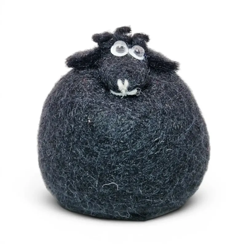 Beautiful handmade black wool Lamb Flóki with cute lamb eyes. Icelandic souvenir and gift
