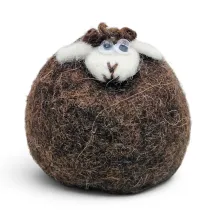 Beautiful handmade wool Lamb Flóki in moorit, with a white head, and cute lamb eyes. Icelandic souvenir and gift