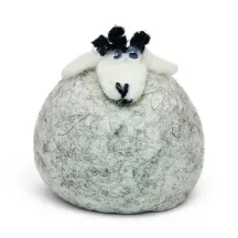 Beautiful handmade wool Lamb Flóki in light gray, with a white head, and cute lamb eyes. Icelandic souvenir and gift