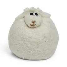 Beautiful handmade white wool Lamb Flóki with cute lamb eyes. Icelandic souvenir and gift