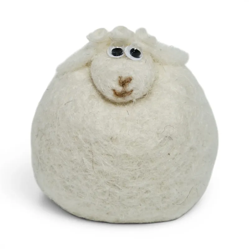 Beautiful handmade white wool Lamb Flóki with cute lamb eyes. Icelandic souvenir and gift