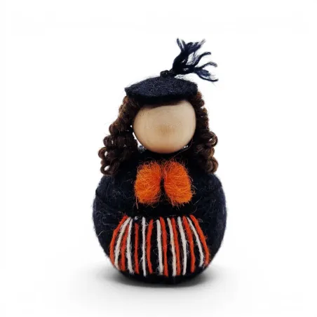 Handmade orange felted wool Felt Lady, Flóki, an authentic Icelandic souvenir and gift