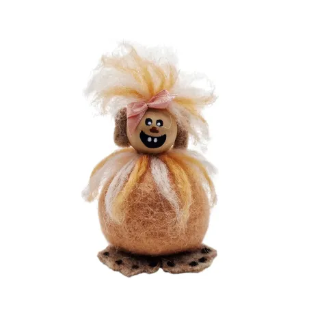 Handmade Peach felted wool Troll mom Flóki, an authentic Icelandic souvenir and gift