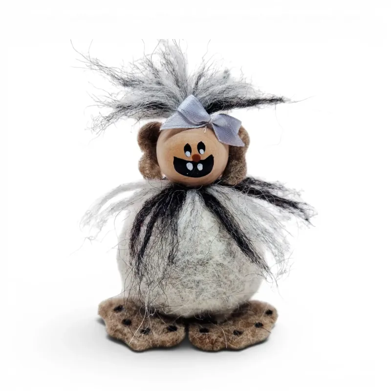 Handmade light gray felted wool Troll mom Flóki, an authentic Icelandic souvenir and gift