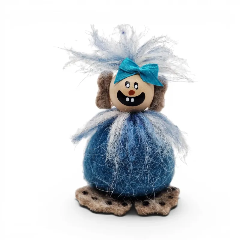 Handmade turquoise felted wool Troll mom Flóki, an authentic Icelandic souvenir and gift