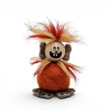 Handmade orange wool Troll Boy Flóki, a wild-looking and naughty baby troll. Icelandic souvenir and gift