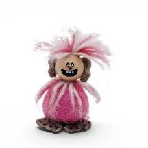 Handmade light pink wool Troll Boy Flóki, a wild-looking and naughty baby troll. Icelandic souvenir and gift
