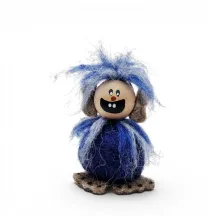 Handmade blue wool Troll Boy Flóki, a wild-looking and naughty baby troll. Icelandic souvenir and gift